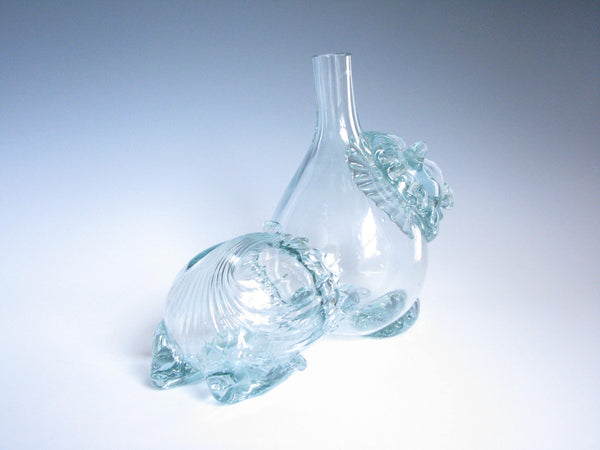 edgebrookhouse - Vintage Handblown Glass Art Lion Bottle or Bud Vase