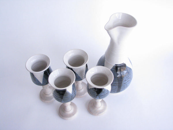 edgebrookhouse - Vintage Handcrafted Pottery Pitcher and 4 Goblets by Appl - 5 Pieces