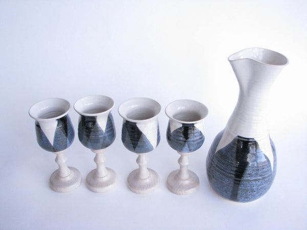 edgebrookhouse - Vintage Handcrafted Pottery Pitcher and 4 Goblets by Appl - 5 Pieces