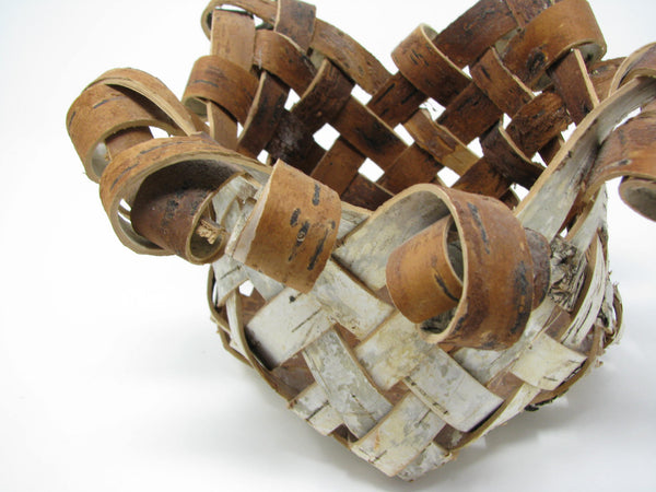 edgebrookhouse - Vintage Handcrafted Woven Birch Bark Basket with Curled Edges