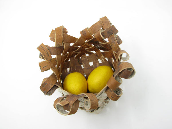 edgebrookhouse - Vintage Handcrafted Woven Birch Bark Basket with Curled Edges