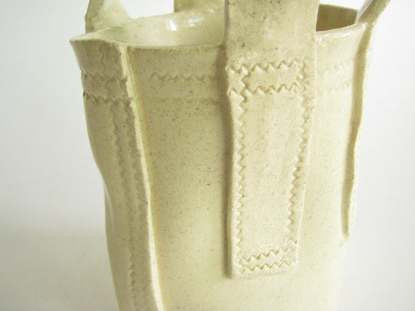 edgebrookhouse - Vintage Handmade Pottery Canvas Bag Shaped Vase or Planter