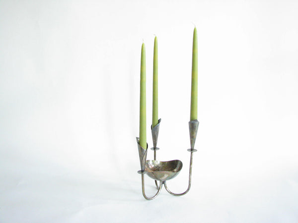 edgebrookhouse - Vintage Hans Jensen Danish Silver Plated Calla Lily 3 Light Candle Holder
