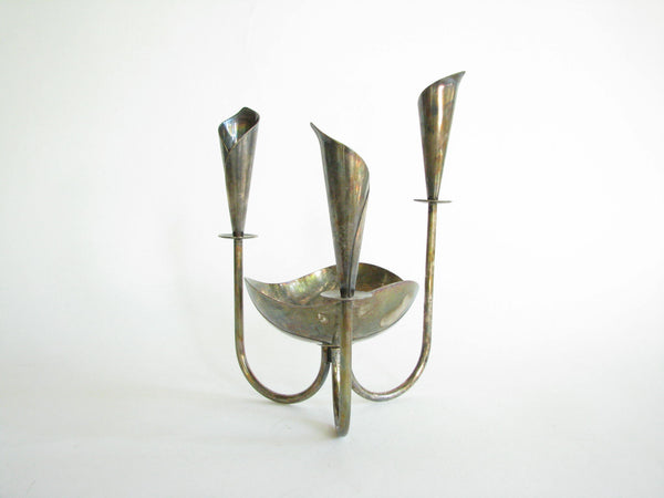 edgebrookhouse - Vintage Hans Jensen Danish Silver Plated Calla Lily 3 Light Candle Holder