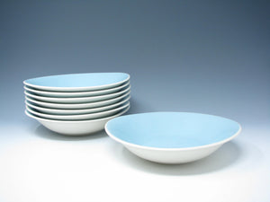 edgebrookhouse - Vintage Harker Harkerware Aqua Turquoise Bowls with Organic Shape - 8 Pieces
