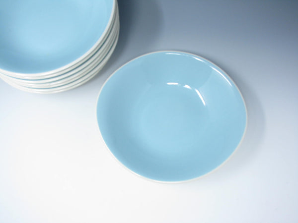 edgebrookhouse - Vintage Harker Harkerware Aqua Turquoise Bowls with Organic Shape - 8 Pieces