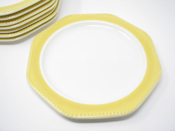 edgebrookhouse - Vintage Heritage Designs Aurora Octagon Shaped Dinner Plates with Yellow Beaded Trim - Set of 8