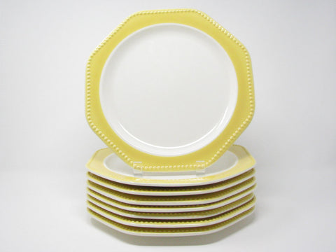 edgebrookhouse - Vintage Heritage Designs Aurora Octagon Shaped Dinner Plates with Yellow Beaded Trim - Set of 8