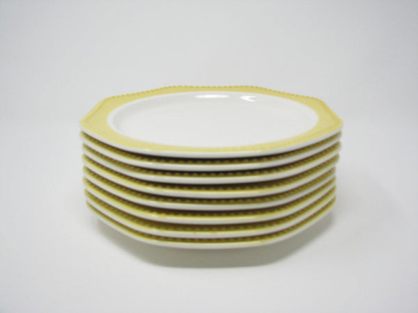 edgebrookhouse - Vintage Heritage Designs Aurora Octagon Shaped Salad Plates with Yellow Beaded Trim - Set of 8