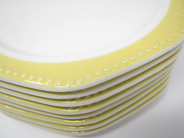 edgebrookhouse - Vintage Heritage Designs Aurora Octagon Shaped Salad Plates with Yellow Beaded Trim - Set of 8