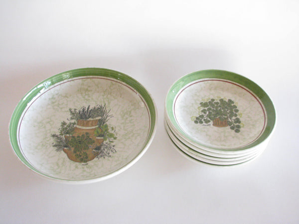 edgebrookhouse - Vintage Himark Italy Serving Bowls Set with Botanical Herb Motif - 6 Pieces