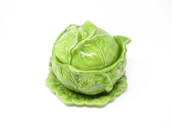 edgebrookhouse - Vintage Holland Mold Green Cabbage Lidded Bowl with Lettuce Underplate - 2 Pieces