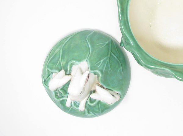 edgebrookhouse - Vintage Holland Mold Green Cabbage with Rabbits Lidded Bowl