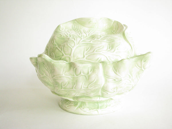 edgebrookhouse - Vintage Holland Mold Large Cabbage or Lettuce Shaped Ceramic Lidded Serving Dish or Bowl