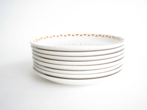 edgebrookhouse - Vintage Homer Laughlin Best China Diner Dinner Plates with Orange Triangles - Set of 8