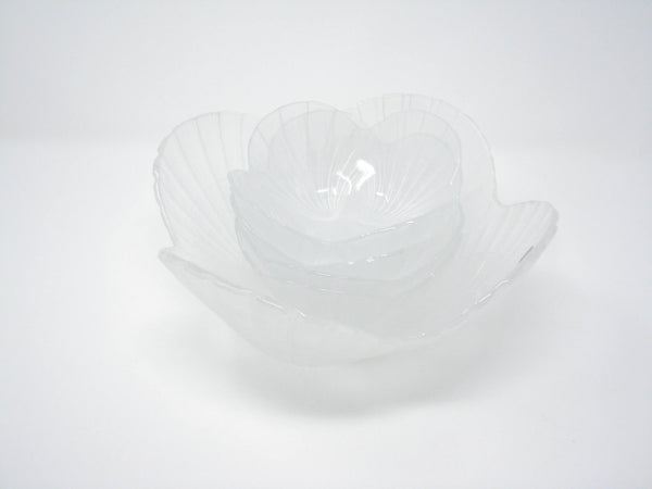 edgebrookhouse - Vintage Hoya Frosted Crystal Clam Shell Scalloped Serving Bowl Set - 5 Pieces