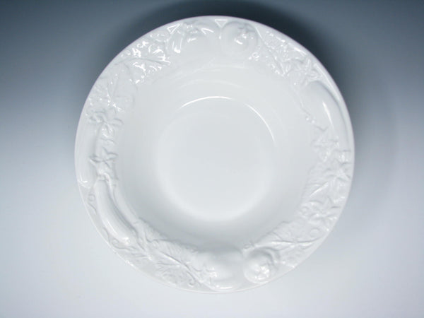 edgebrookhouse - Vintage I Patrizi Ceramiche de Tavale Italy White Embossed Vegetables Rim Serving Bowl