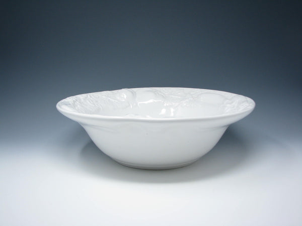 edgebrookhouse - Vintage I Patrizi Ceramiche de Tavale Italy White Embossed Vegetables Rim Serving Bowl