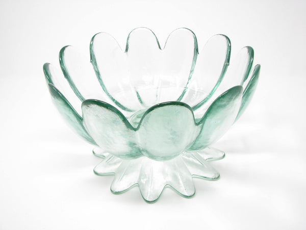 edgebrookhouse - Vintage Blenko Indiana Glass Style Light Green Blue Pedestal Glass Serving Bowl
