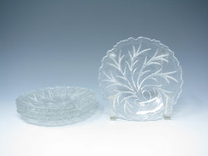 edgebrookhouse - Vintage Indiana Glass Clear Pebble Leaf Pressed Patterned Glass Bread Plates - 4 Pieces