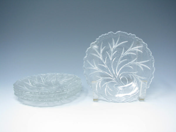 edgebrookhouse - Vintage Indiana Glass Clear Pebble Leaf Pressed Patterned Glass Bread Plates - 4 Pieces