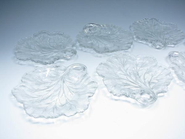 edgebrookhouse - Vintage Indiana Glass Clear Pebble Leaf Pressed Patterned Glass Dishes - 9 Pieces