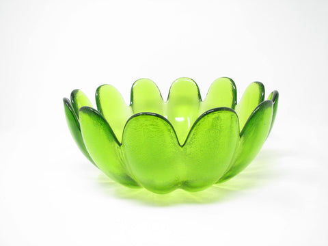 edgebrookhouse - Vintage Indiana Glass Luau Lotus Shaped Green Glass Serving Bowl