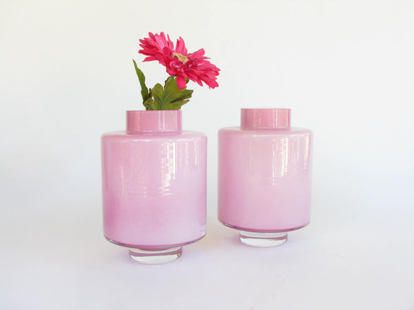 edgebrookhouse - Vintage Industria Vetraria Valdarnese IVV Pink Cased Glass Vases - 2 Pieces