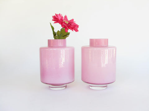 edgebrookhouse - Vintage Industria Vetraria Valdarnese IVV Pink Cased Glass Vases - 2 Pieces