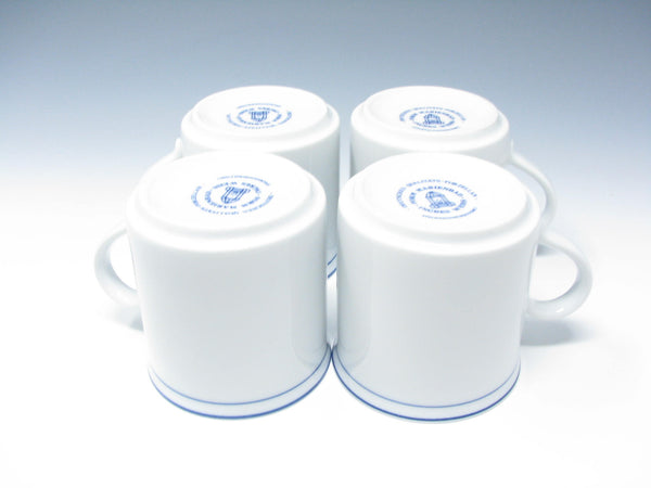 edgebrookhouse - Vintage Ingres Weiss Form Marienbad Porcelain White Mugs with Blue Rings Made in Germany - 4 Pieces