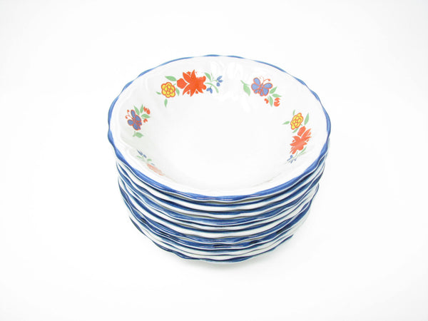 edgebrookhouse - Vintage International Picnic Stoneware Bowls with Floral Design - Set of 12