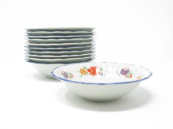 edgebrookhouse - Vintage International Picnic Stoneware Bowls with Floral Design - Set of 12