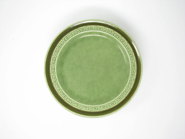 edgebrookhouse - Vintage International Verde Green Stoneware Salad Plates with Geometric Rim - 8 Pieces