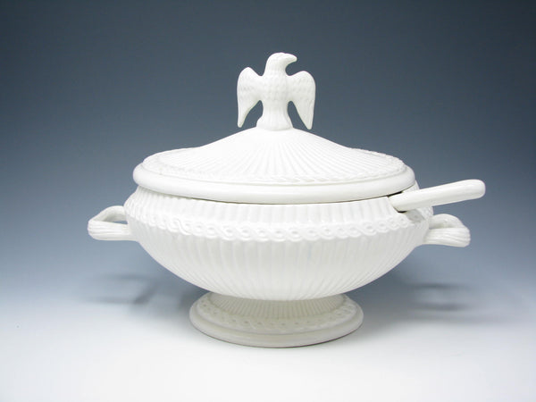 edgebrookhouse - Vintage Italian Blanc de Chine Oval Ceramic Soup Tureen with Eagle Finial for John Wanamaker & Company