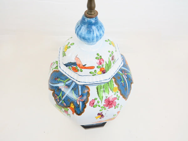 edgebrookhouse - Vintage Italian Ceramic 8-Sided Ginger Jar Shaped Table Lamp With Shade