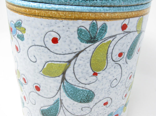 edgebrookhouse - Vintage Italian Ceramic Canister with Hand-Painted Floral Pattern