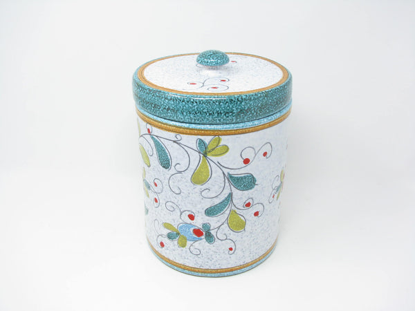 edgebrookhouse - Vintage Italian Ceramic Canister with Hand-Painted Floral Pattern