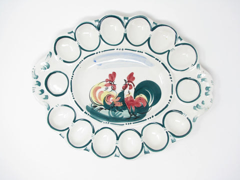 edgebrookhouse - Vintage Italian Ceramic Deviled Egg Tray with Rooster Design