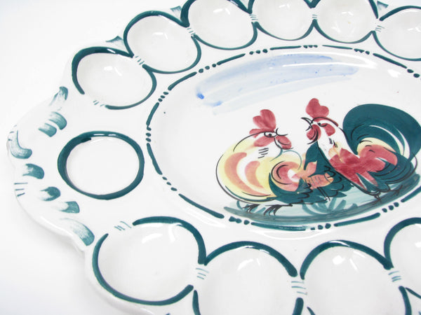edgebrookhouse - Vintage Italian Ceramic Deviled Egg Tray with Rooster Design