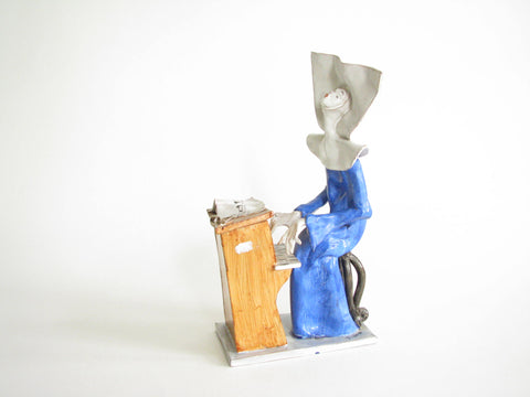 edgebrookhouse - Vintage Italian Ceramic Figurine of a Nun Playing a Piano or Organ