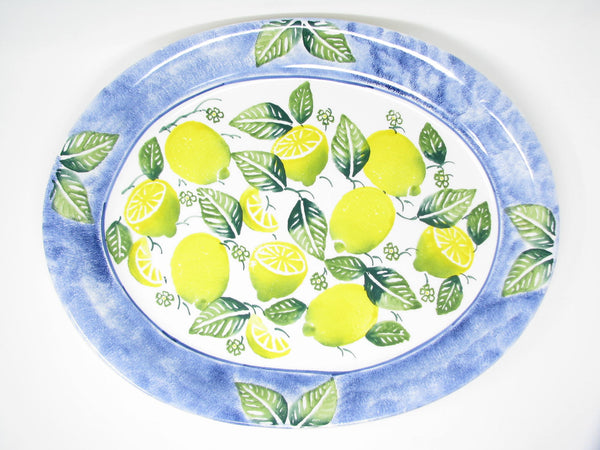 edgebrookhouse - Vintage Italian Ceramic Platter with Lemons Design Extra Large