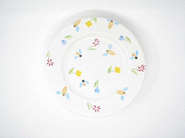 edgebrookhouse - Vintage Tre Ci Italian Ceramic Rimmed Dinner Plates with Bumble Bee & Floral Design - Set of 5