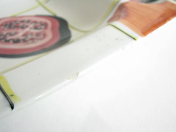 edgebrookhouse - Vintage Italian Ceramic Square Divided Platter with Hand-Painted Vegetable Design