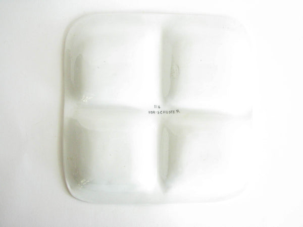 edgebrookhouse - Vintage Italian Ceramic Square Divided Platter with Hand-Painted Vegetable Design