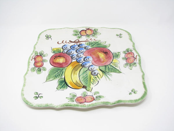 edgebrookhouse - Vintage Italian Ceramic Square Platter with Hand-Painted Fruit Design Made in Italy