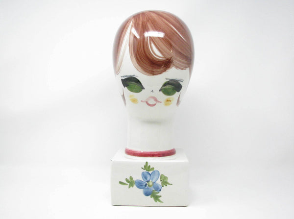 edgebrookhouse - Vintage Italian Ceramic Woman's Head Sculpture, Hat or Wig Stand