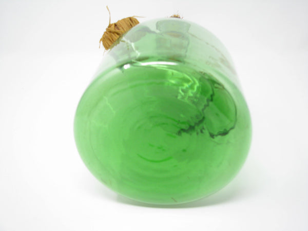 edgebrookhouse - Vintage Italian Green Blown Glass Wine Decanter with Straw Stoppers