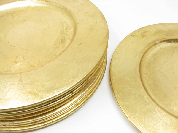 edgebrookhouse - Vintage Italian Pottery Chargers with Gold Leaf - Set of 15