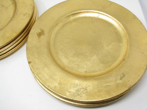 edgebrookhouse - Vintage Italian Pottery Chargers with Gold Leaf - Set of 19