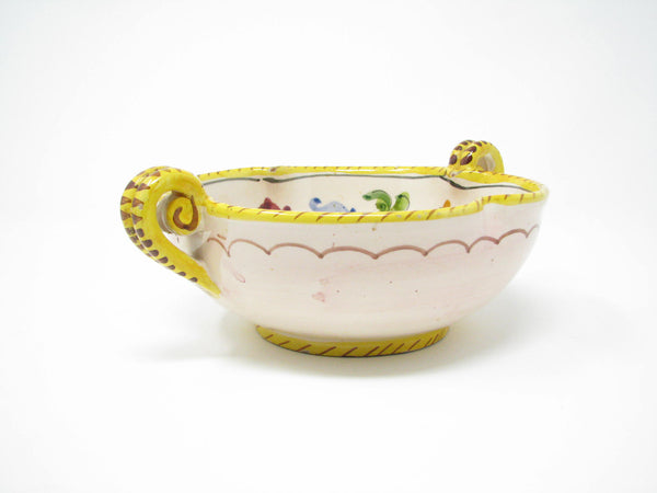 edgebrookhouse - Vintage Italian Pottery Double Handled Bowl with Hand-Painted Raffaellesco Pattern